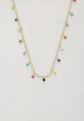 Modern Elegance: Beaded Circle Link Metal Necklace