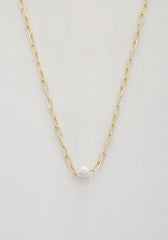 Timeless Elegance: Pearl Bead Oval Link Necklace