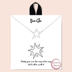 Celestial Elegance: Own Star Rhinestone Dainty Metal Necklace