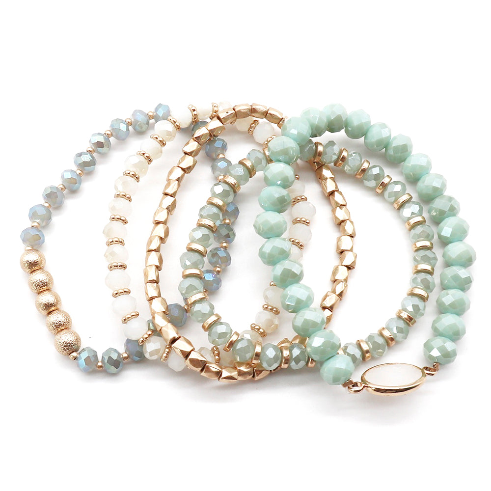 Boho Bliss: Multi Bead Stretch Bracelet Set