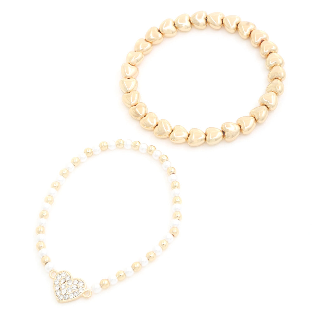 Love on Your Wrist: Heart Charm Beaded Bracelet Set