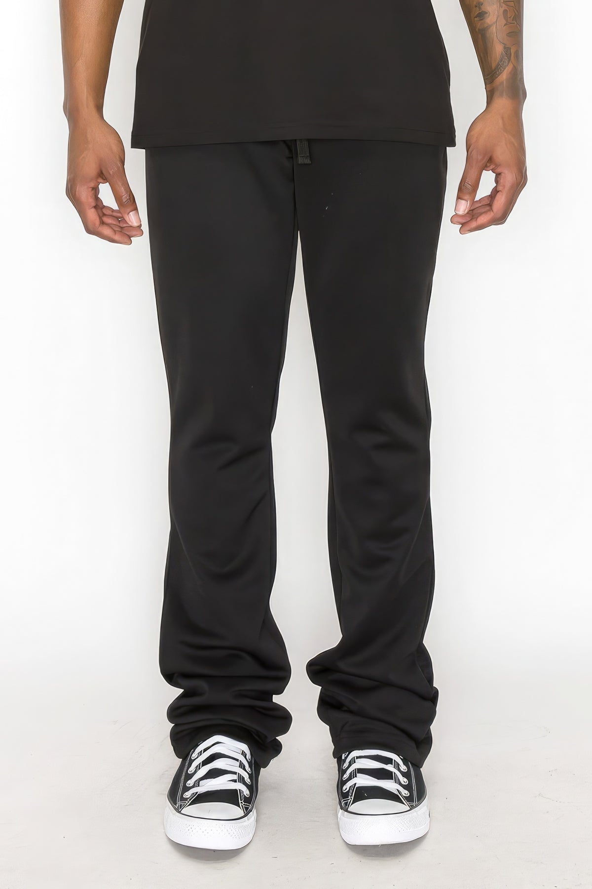 Men's Casual Flared Jogger Track Pants Sweatpants - Black | Zarnesh