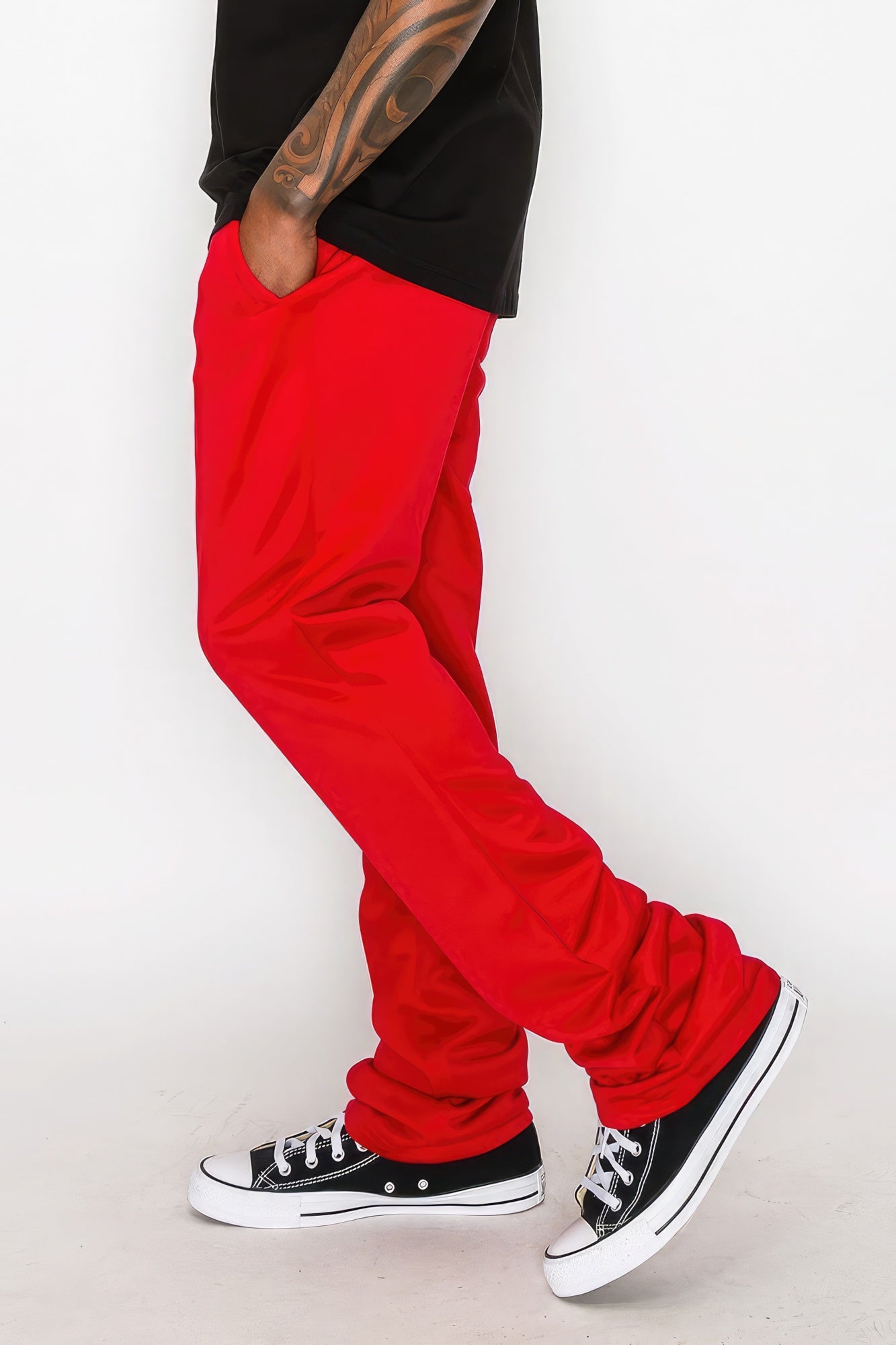 Men's Casual Flared Jogger Track Pants Sweatpants - Red | Zarnesh