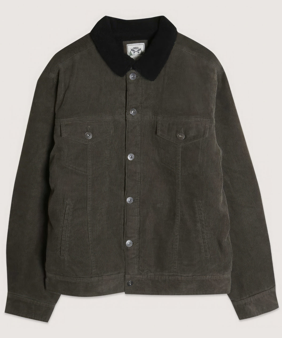 Men's Casual Corduroy Lined Trucker Jacket - Dark Olive | Zarnesh