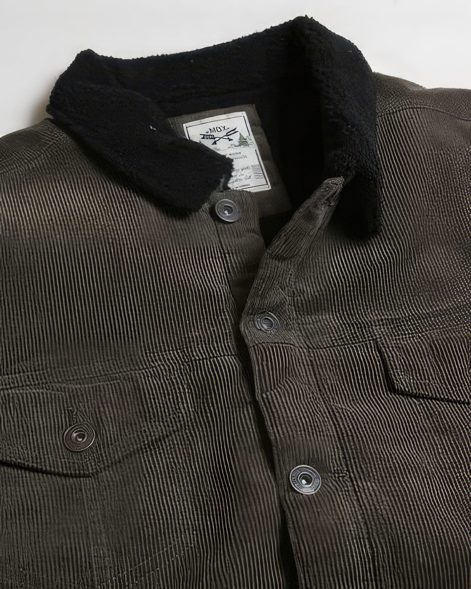 Men's Casual Corduroy Lined Trucker Jacket - Dark Olive | Zarnesh