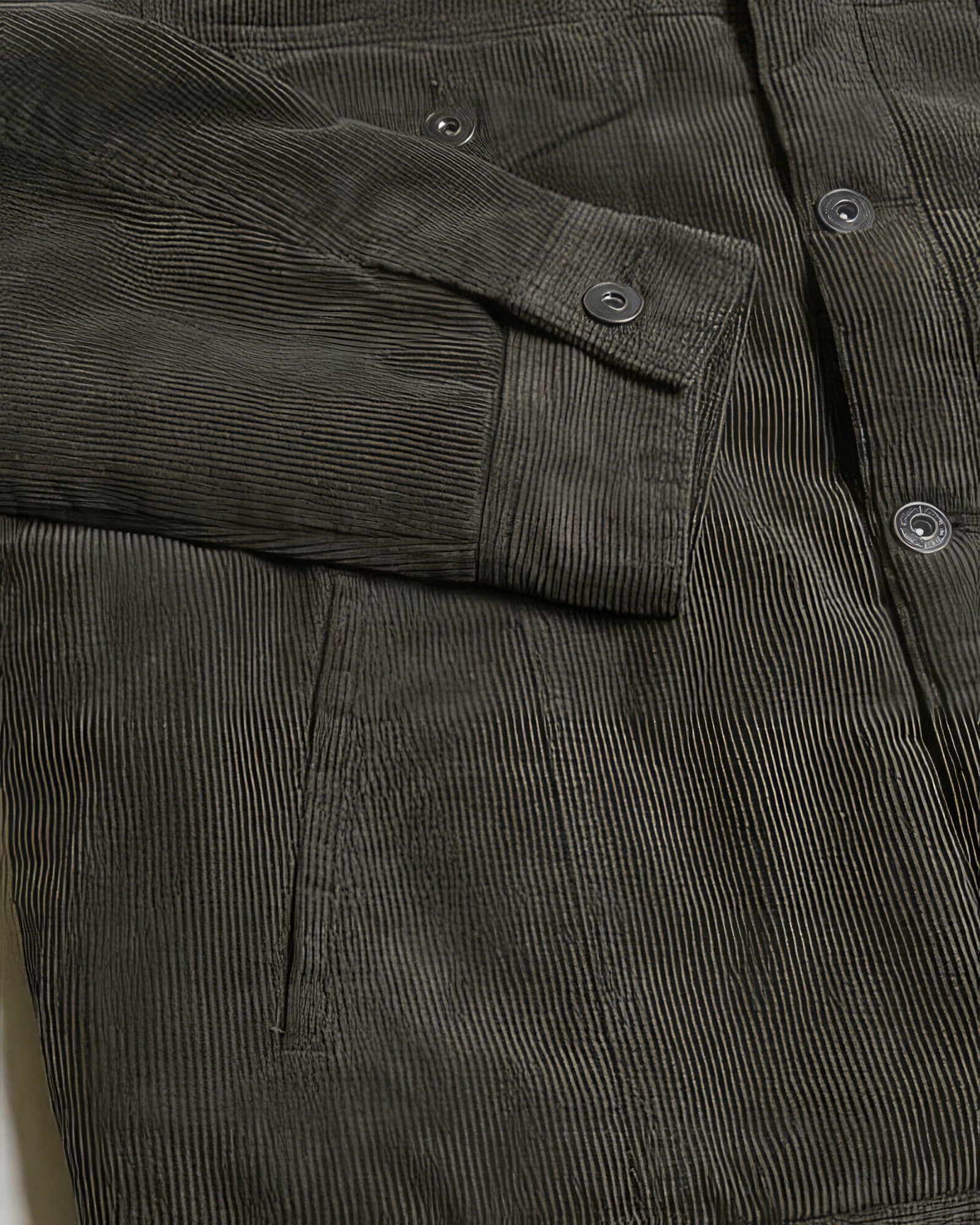 Men's Casual Corduroy Lined Trucker Jacket - Dark Olive | Zarnesh