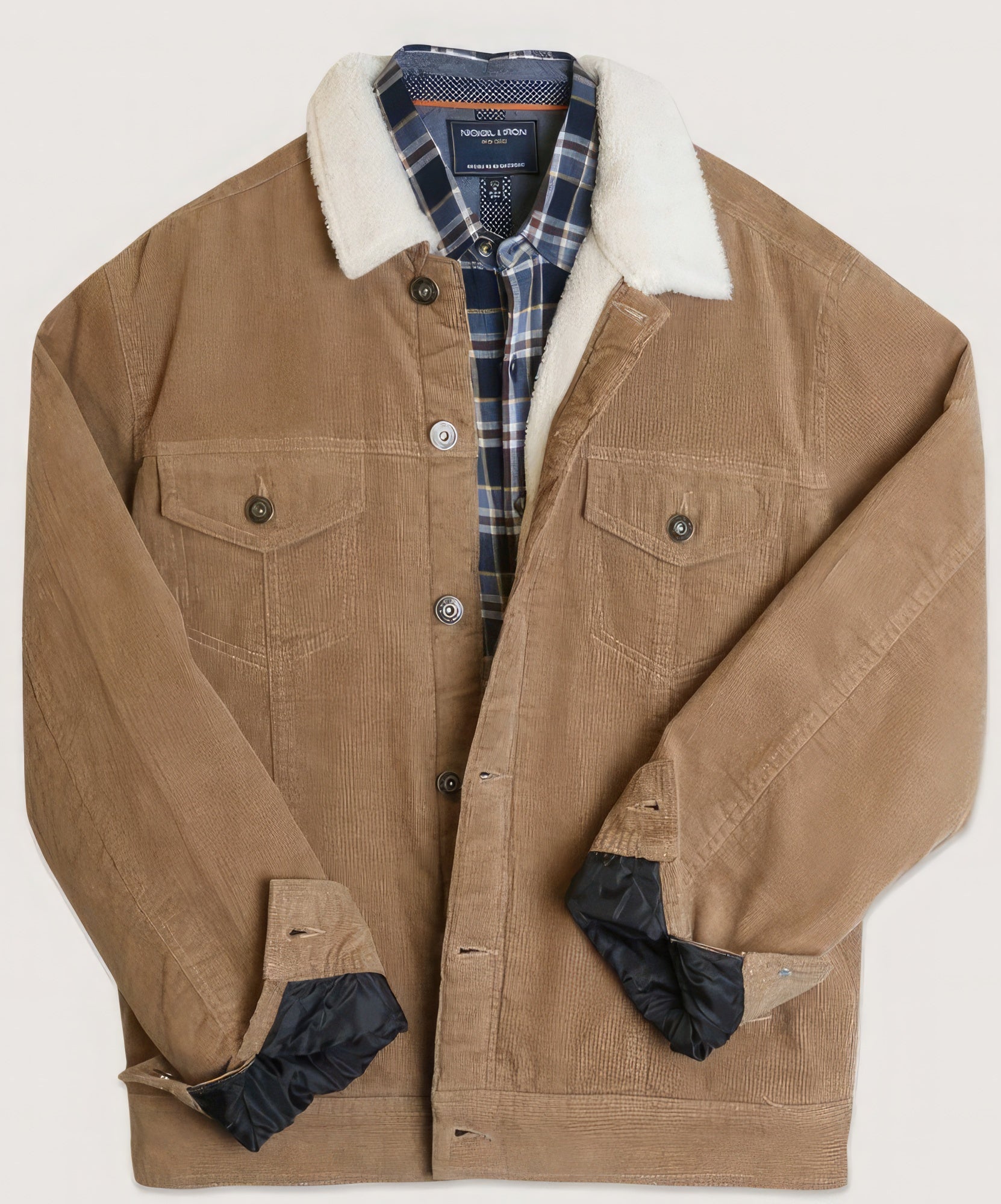 Men's Casual Corduroy Lined Trucker Jacket - Dune | Zarnesh