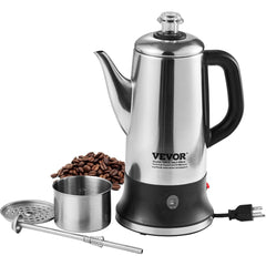 VEVOR 12-Cup Electric Percolator Coffee Pot - 304 Stainless Steel | Zarnesh