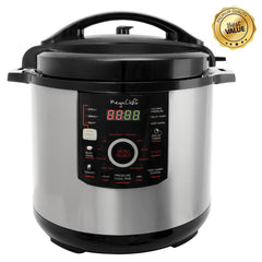 Megachef 12 Quart Steel Digital Pressure Cooker with 15 Presets and Glass Lid | Zarnesh