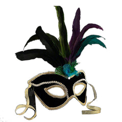 Velvet And Feather Unlit Carnival Mask | Zarnesh