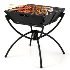 3-in-1 Camping Campfire Grill with Stainless Steel Grills, Carrying Bag & Gloves - Black | Zarnesh