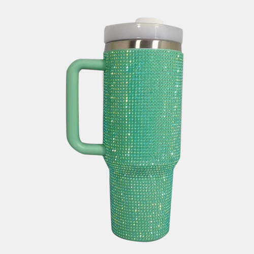 Sparkle in Every Sip: Rhinestone Stainless Steel Tumbler with Straw