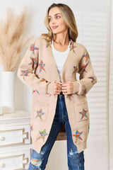 Women Double Take Star Pattern Longline Cardigan | Zarnesh