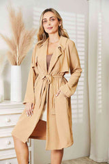 Zarnesh Women Culture Code Full Size Tied Trench Coat with Pockets