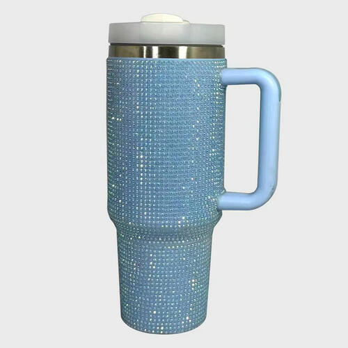 Sparkle in Every Sip: Rhinestone Stainless Steel Tumbler with Straw