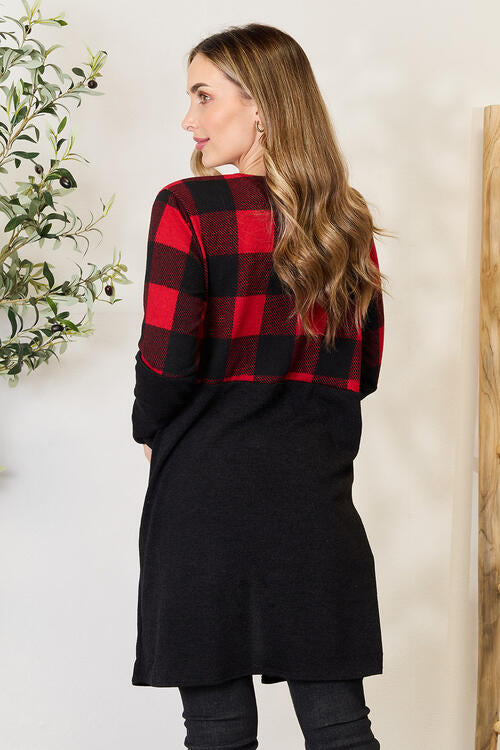 Women Heimish Full Size Plaid Open Front Cardigan | Zarnesh