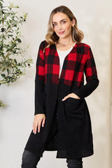 Women Heimish Full Size Plaid Open Front Cardigan | Zarnesh