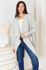 Women Double Take Duster Cardigan with Pockets - Light Gray | Zarnesh