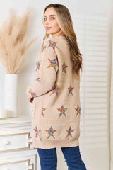 Women Double Take Star Pattern Longline Cardigan | Zarnesh