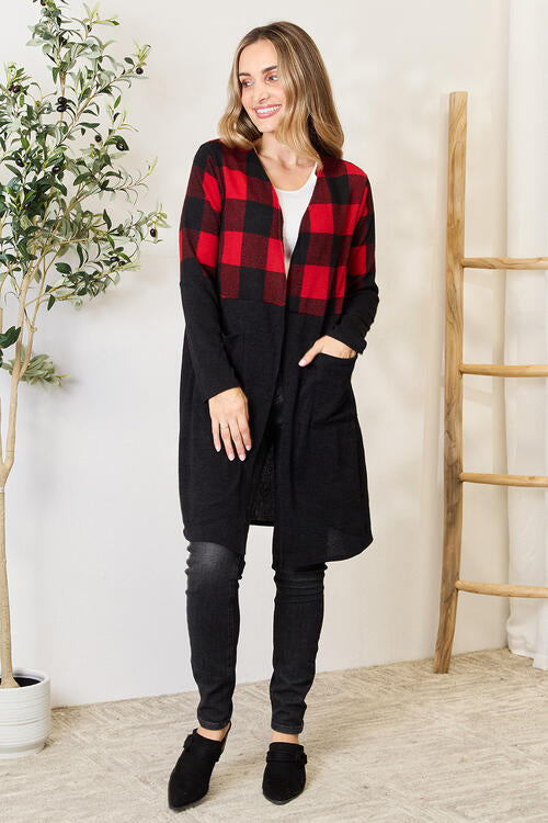 Women Heimish Full Size Plaid Open Front Cardigan | Zarnesh